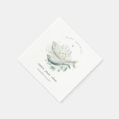 ティール（緑がかった色）金ゴールド水中フローラ鯨魚ベビーシャワー スタンダードカクテルナプキン (角)