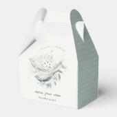 ティール（緑がかった色）金ゴールド水中フローラ鯨魚ベビーシャワー フェイバーボックス (裏面サイド)