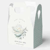 ティール（緑がかった色）金ゴールド水中フローラ鯨魚ベビーシャワー フェイバーボックス (オープン)