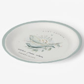 ティール(緑がかった色)金ゴールド水中フローラ鯨魚ベビーシャワー ペーパープレート (アングル)