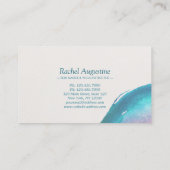 ティール(緑がかった色)金ゴールド水彩ヨガインストラクターロイヤリティパンチ ロイヤリティカード (裏面)