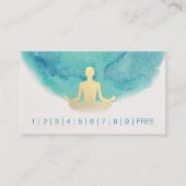 ティール(緑がかった色)金ゴールド水彩ヨガインストラクターロイヤリティパンチ ロイヤリティカード (正面)