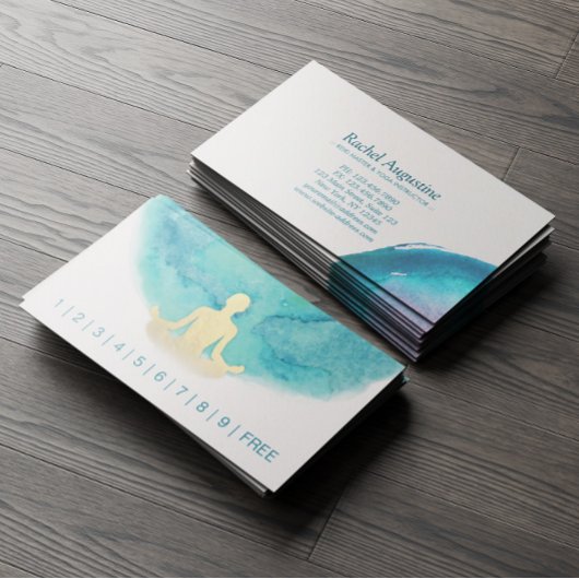 ティール(緑がかった色)金ゴールド水彩ヨガインストラクターロイヤリティパンチ ロイヤリティカード