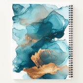 ティール(緑がかった色)金ゴールド水彩大理石アルコールインクスケッチ ノートブック (裏面)