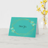 ティール（緑がかった色）金ゴールド水色フローラ幾何学的ティール（緑がかった色） カード (黄色い花)