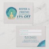 ティール(緑がかった色)金ゴールド水色YOGAインストラクター紹介カード 紹介カード (正面/裏面)