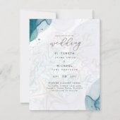 ティール(緑がかった色)金ゴールド海ライフビーチティール(緑がかった色)結婚式招待状 招待状 (正面)