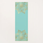 ティール（緑がかった色）金ゴールド禅曼荼羅モノグラカスタムム ヨガマット (裏面)