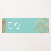 ティール（緑がかった色）金ゴールド禅曼荼羅モノグラカスタムム ヨガマット (正面(横))