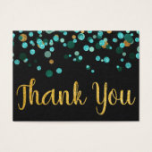 ティール(緑がかった色)金ゴールド紙吹雪ブラック誕生日ありがとう (正面)