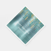 ティール（緑がかった色）金ゴールド紙吹雪誕生日 スタンダードランチョンナプキン (角)