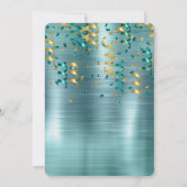 ティール(緑がかった色)金ゴールド紙吹雪誕生日 招待状 (裏面)
