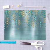 ティール（緑がかった色）金ゴールド紙吹雪誕生日 薄葉紙 (クラフト)