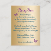 ティール(緑がかった色)金ゴールド紫フローラ蝶結婚の挿入 エンクロージャーカード (裏面)