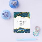 ティール(緑がかった色)金ゴールド結婚AGATE チラシ (シングル)