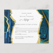 ティール(緑がかった色)金ゴールド結婚AGATE ポストカード (正面)