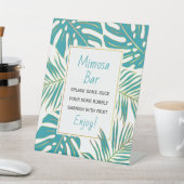 ティール(緑がかった色)、金ゴールド葉熱帯結婚ブライダルシャワー 台座サイン (インサイチュ)