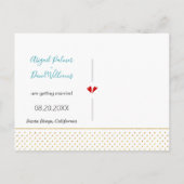 ティール(緑がかった色)、金ゴールド葉熱帯結婚式の日付を保存 案内ポストカード (裏面)