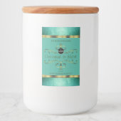 ティール（緑がかった色）金ゴールド製品ラベルの縁どグリッター（ロゴ付き） フードラベル (正面)