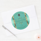ティール（緑がかった色）金ゴールド製品ラベルの縁どグリッター（ロゴ付き） ラウンドシール (封筒)