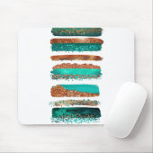 ティール（緑がかった色）金ゴールド銅グリッターストライプ マウスパッド (マウス)