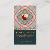 ティール(緑がかった色)金ゴールド陰陽エネルギー治療運動学 名刺 (裏面)