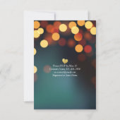 ティール（緑がかった色）金ゴールド食べ《写真》ぼけ味Bes結婚した 結婚の 招待状 (裏面)