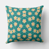 ティール（緑がかった色）金ゴールド20"x20"幾何学的アクセント装飾用クッション クッション (裏面)