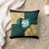 ティール（緑がかった色）、金ゴールド、ブラックムーンライトバード クッション (ブランケット)