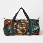 ティール（緑がかった色）、金ゴールド、ペイズリー離れ ダッフルバッグ (正面)