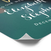 ティール（緑がかった色）金ゴールド《写真》ぼけ味ウェルカムウェディングレセプションサイン ポスター (角)