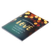 ティール(緑がかった色)金ゴールド《写真》ぼけ味ストリングラ結婚イトのゲストブック ノートブック (左側)