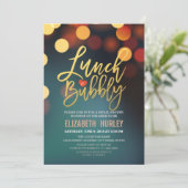 ティール(緑がかった色)金ゴールド《写真》ぼけ味ライツランチバブリーブライダルシャワー 招待状 (スタンド正面)