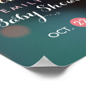 ティール（緑がかった色）金ゴールド《写真》ぼけ味ライト赤ちゃんシャワー歓迎サイン ポスター (角)