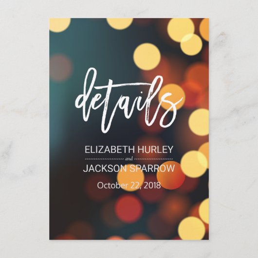 ティール（緑がかった色）金ゴールド《写真》ぼけ味ラ結婚イトの詳細情報 エンクロージャーカード (裏面)