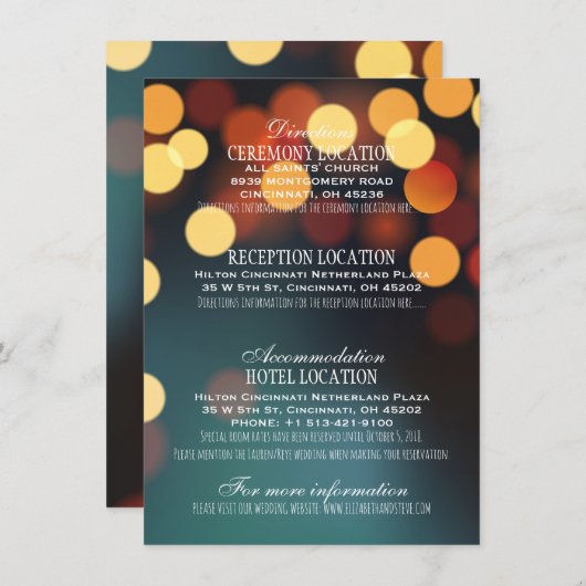 ティール（緑がかった色）金ゴールド《写真》ぼけ味ラ結婚イトの詳細情報 エンクロージャーカード (正面/裏面)