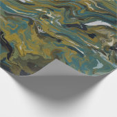 ティール(緑がかった色)、金ゴールド、白および黒の油 ラッピングペーパー (角)