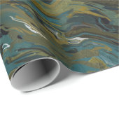 ティール(緑がかった色)、金ゴールド、白および黒の油 ラッピングペーパー (ロールコーナー)