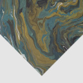 ティール（緑がかった色）、金ゴールド、白および黒の油 薄葉紙 (詳細)