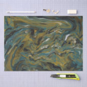 ティール（緑がかった色）、金ゴールド、白および黒の油 薄葉紙 (クラフト)