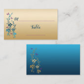 ティール（緑がかった色）、金ゴールド、紫フローラ、蝶プレイスカード プレイスカード (正面/裏面)