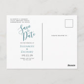 ティール(緑がかった色)金ゴールドAgate写真Save the Date ポストカード (裏面)