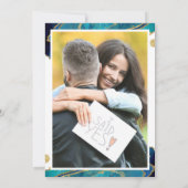 ティール（緑がかった色）金ゴールドAgate写真Save The Date 招待状 (裏面)