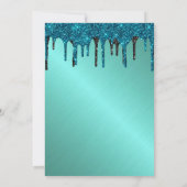 ティール（緑がかった色）金属グリッター誕生日招待状 招待状 (裏面)