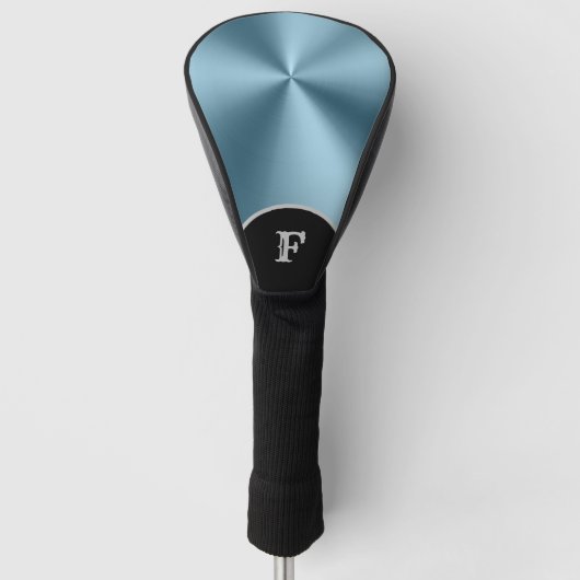 ティール（緑がかった色）金属モノグラム ゴルフヘッドカバー (正面)