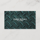 ティール（緑がかった色）金属組織カスタム建築作業者 名刺 (正面)