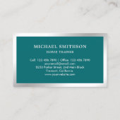 ティール(緑がかった色)金属製乗馬インストラクター 名刺 (裏面)