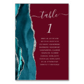 ティール（緑がかった色）銀アゲテ結婚ブルゴーニュのテーブル番号 テーブルナンバー (裏面)