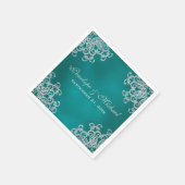 ティール(緑がかった色)銀インディアンスタイル結婚ズ スタンダードカクテルナプキン (角)