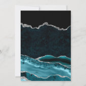 ティール（緑がかった色）銀グリッターアガテ結婚ス サンキューカード (裏面)